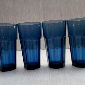 Vintage set of 4 Libby Dusky Blue ice tea/water tumbler